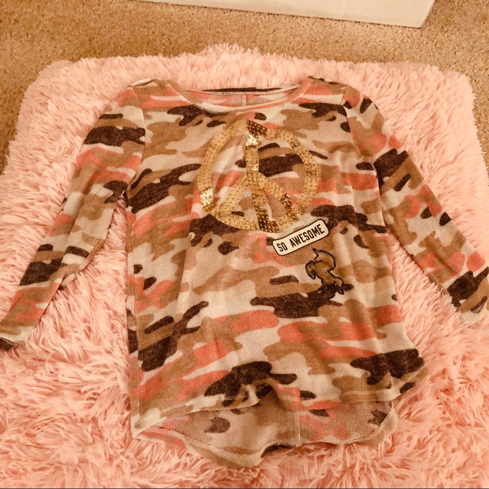 Pink Camouflage Peace Sign Sweater by Justice